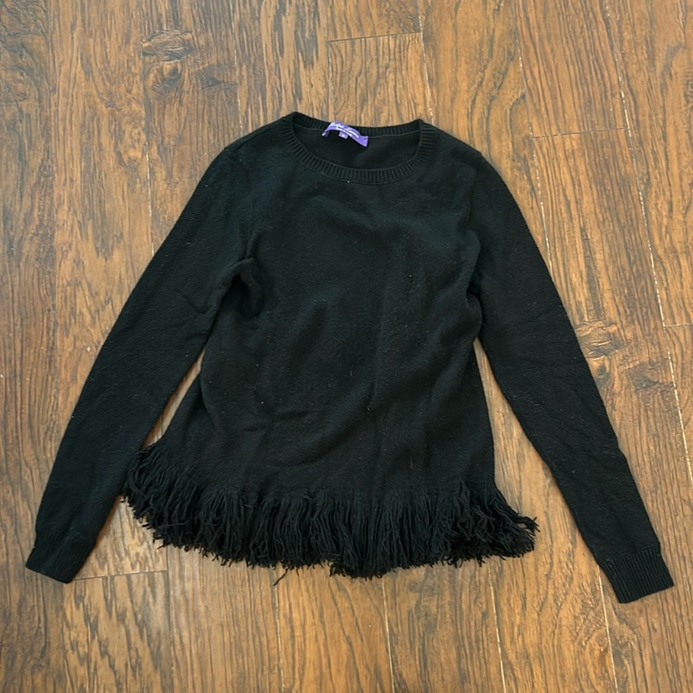 Ralph Lauren black sweater, fringe hem
